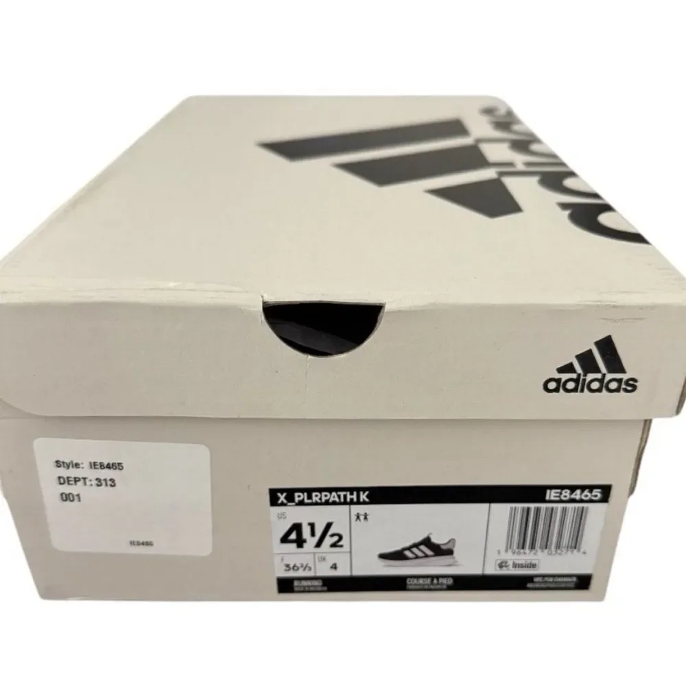 Adidas X_PLR Path Big Kids 4.5 Running Shoes Black White NIB Sneakers IE8465